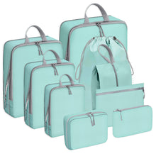 Load image into Gallery viewer, 9PCS Compressed Packing Cubes Travel Storage Organizer Set With Shoe Bag Mesh Visual Luggage Portable Lightweight Suitcase Bag
