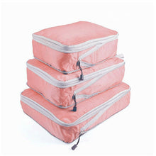 Lade das Bild in den Galerie-Viewer, Compressible 3 pieces Set Travel Bag Organizer Folding Waterproof Nylon ClothesTidy Pouch Luggage Suitcase Storage Packing Cubes
