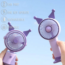 Lade das Bild in den Galerie-Viewer, Cute Cartoon Anime Mini Handheld Desktop Wireless Electric Fan USB Rechargeable Portable Fan Home St
