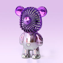 Lade das Bild in den Galerie-Viewer, Cute Cartoon Bear Fan USB Third Gear Rechargeable Quiet Pocket Fan Cooling Hand Portable Fan Home Of
