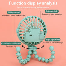 Lade das Bild in den Galerie-Viewer, Fan for Cart Stroller Portable Outdoor Camping Fans Clip On Handheld Baby Stroller Electric Fan USB

