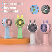 Lade das Bild in den Galerie-Viewer, Handheld Small Fan Rabbit Ear Cartoon Mini Cute Usb Charging Portable Dormitory Can Also Be Used As
