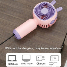 Lade das Bild in den Galerie-Viewer, Handheld Small Fan Rabbit Ear Cartoon Mini Cute Usb Charging Portable Dormitory Can Also Be Used As

