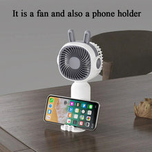 Lade das Bild in den Galerie-Viewer, Handheld Small Fan Rabbit Ear Cartoon Mini Cute Usb Charging Portable Dormitory Can Also Be Used As

