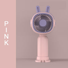 Lade das Bild in den Galerie-Viewer, Handheld Small Fan Rabbit Ear Cartoon Mini Cute Usb Charging Portable Dormitory Can Also Be Used As
