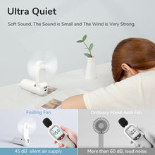 Lade das Bild in den Galerie-Viewer, JISULIFE Portable Fan Mini Handheld Fan USB 4800mAh Recharge Hand Held Small Pocket Fan with Power B
