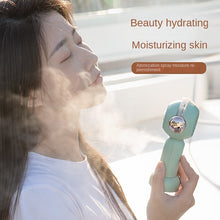 Lade das Bild in den Galerie-Viewer, Mini Handheld Fan USB Rechargeable Nano Atomization Beauty Makeupwater Fan Portable Mini Student Car
