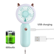 Load image into Gallery viewer, Mini Portable Fan USB Rechargeable Night Light Cooling Handheld Fan Three Speed Adjust ventilador
