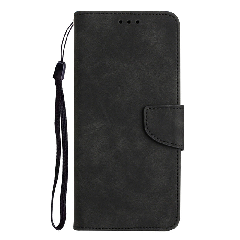 Case for iPhone 13Pro black-solid flip blade card slot leather solid skin-feel buckle No4024