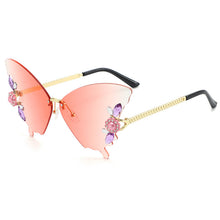 Load image into Gallery viewer, Sunglasses sun Shades Fashion Butterfly Frameless Trimming Gradient Color Exquisite Rhinestone unisex
