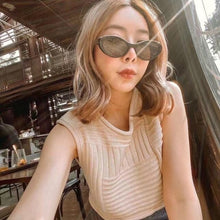 Lade das Bild in den Galerie-Viewer, Sunglasses sun Shades Letter Retro Oval Small Female unisex
