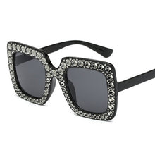 Lade das Bild in den Galerie-Viewer, Sunglasses sun Shades Fashion Imitation Diamond Big Square Rim Catwalk Fashion Foreign Trade unisex
