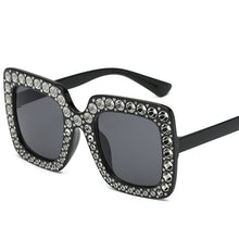 Lade das Bild in den Galerie-Viewer, Sunglasses sun Shades Plated Diamond Large Rim Starry Sky Square Female Colorful Ocean Lens unisex
