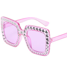 Lade das Bild in den Galerie-Viewer, Sunglasses sun Shades Plated Diamond Large Rim Starry Sky Square Female Colorful Ocean Lens unisex
