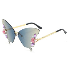 Load image into Gallery viewer, Sunglasses sun Shades Fashion Butterfly Frameless Trimming Gradient Color Exquisite Rhinestone unisex
