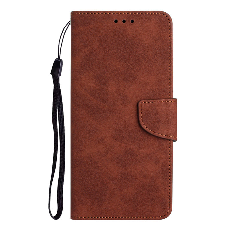 Case for iPhone 13Pro Brown-solid flip blade card slot leather solid skin-feel buckle No4025