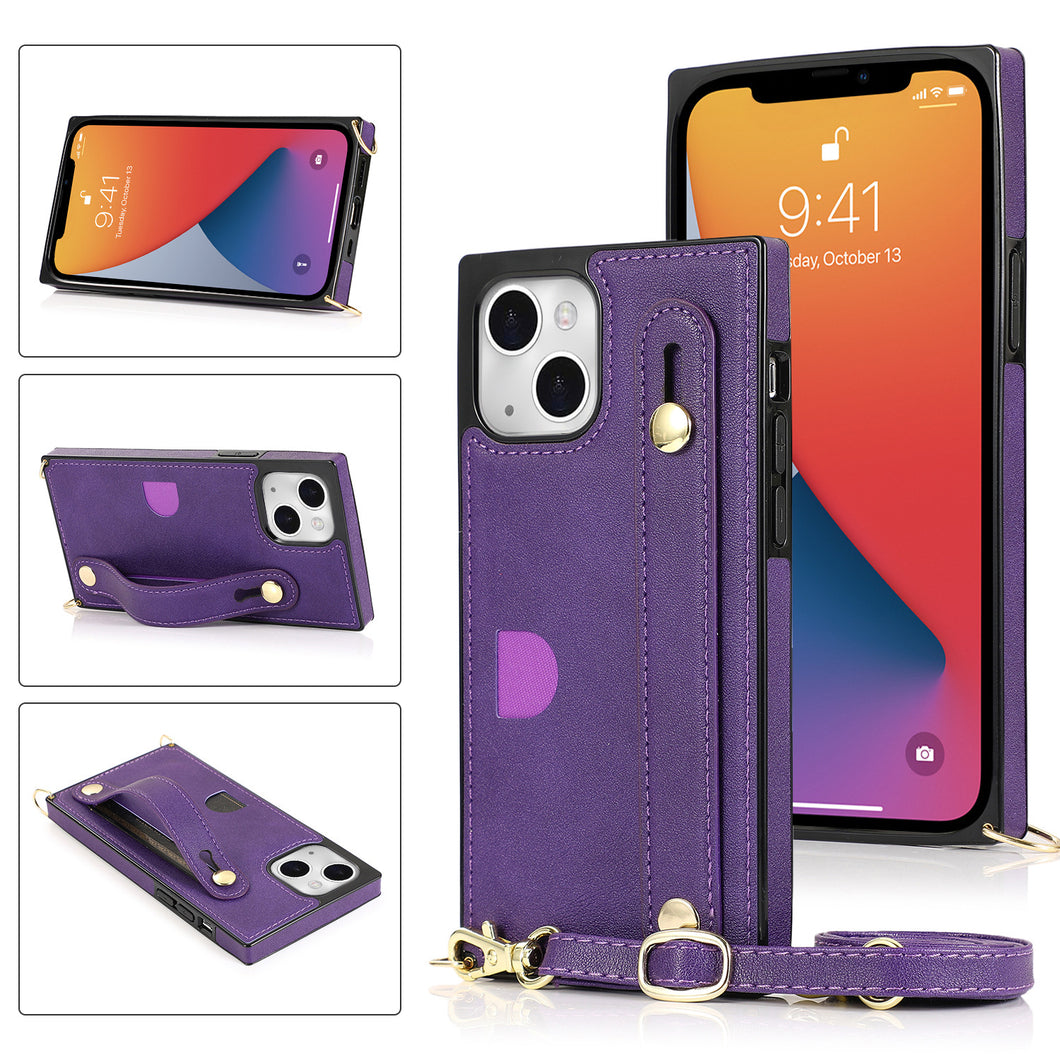 Case for iPhone 13pro purple wristband crossbody bag No4010