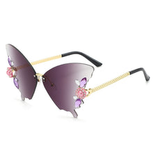 Load image into Gallery viewer, Sunglasses sun Shades Fashion Butterfly Frameless Trimming Gradient Color Exquisite Rhinestone unisex

