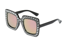 Lade das Bild in den Galerie-Viewer, Sunglasses sun Shades Plated Diamond Large Rim Starry Sky Square Female Colorful Ocean Lens unisex
