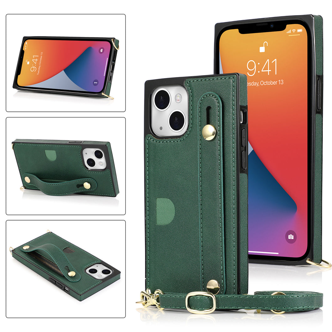 Case for iPhone 13pro green wristband crossbody bag No4009