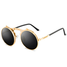 Load image into Gallery viewer, Sunglasses sun Shades Retro Metal Steampunk Flip Personality round Double Layer Lens unisex
