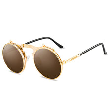 Load image into Gallery viewer, Sunglasses sun Shades Retro Metal Steampunk Flip Personality round Double Layer Lens unisex
