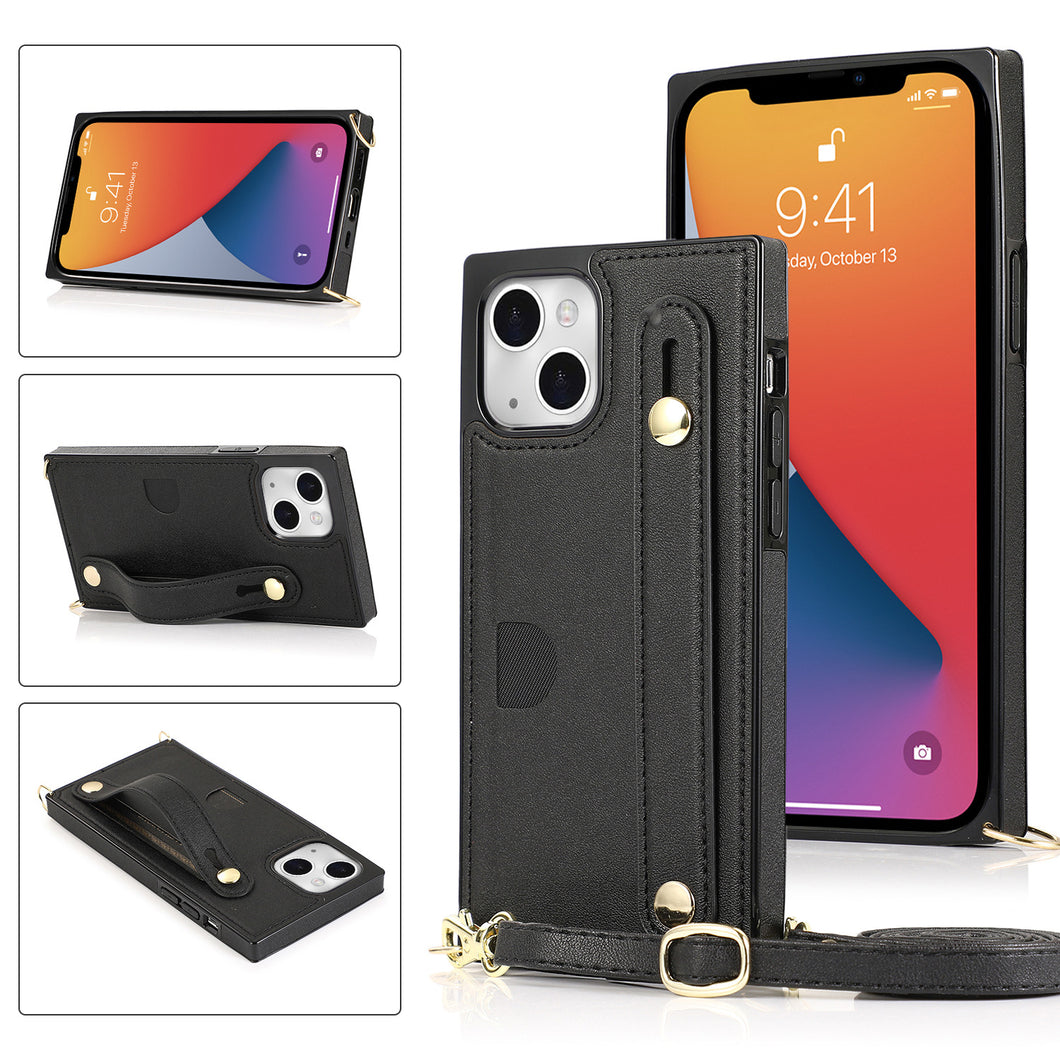 Case for iPhone 13pro black wristband crossbody bag No4007
