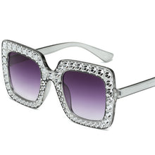 Lade das Bild in den Galerie-Viewer, Sunglasses sun Shades Plated Diamond Large Rim Starry Sky Square Female Colorful Ocean Lens unisex
