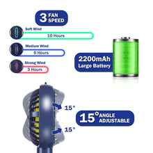 Lade das Bild in den Galerie-Viewer, Portable Handheld Fan Mute USB Charging 2000mAh Home Office Desktop Fan Electric Fan 3 Speed Adjusta
