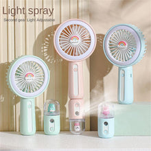 Load image into Gallery viewer, Portable Mini Fan Humidifier USB Rechargeable Handheld Fan Water Spray Mist Fan Face Steamer Air Con
