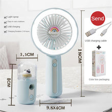 Load image into Gallery viewer, Portable Mini Fan Humidifier USB Rechargeable Handheld Fan Water Spray Mist Fan Face Steamer Air Con
