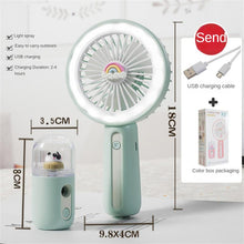 Load image into Gallery viewer, Portable Mini Fan Humidifier USB Rechargeable Handheld Fan Water Spray Mist Fan Face Steamer Air Con
