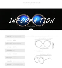 Load image into Gallery viewer, Sunglasses sun Shades Large Rim round Frame Women's Real Film Plain unisex
