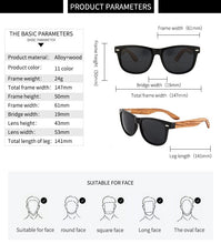 Lade das Bild in den Galerie-Viewer, Sunglasses sun Shades Solid Wood Bamboo Feet Legs Polarized unisex

