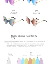 Load image into Gallery viewer, Sunglasses sun Shades Fashion Butterfly Frameless Trimming Gradient Color Exquisite Rhinestone unisex
