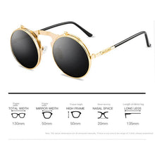 Load image into Gallery viewer, Sunglasses sun Shades Retro Metal Steampunk Flip Personality round Double Layer Lens unisex
