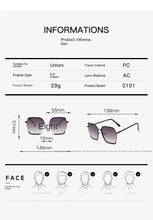Load image into Gallery viewer, Sunglasses sun Shades Trendy Women's Big Frame Face Slimming Plain High Grade Sense Fashion unisex
