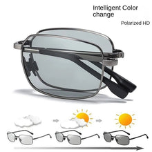 Lade das Bild in den Galerie-Viewer, Sunglasses sun Shades Folding Photosensitive Color Changing Alloy Frame Square Outdoor Polarized Driving shade unisex
