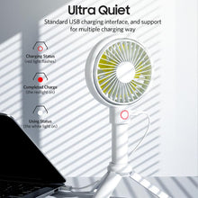 Load image into Gallery viewer, The latest  2 In 1 Usb Handheld Desktop mini Fan 40 Degree Rotatable 3 speeds Creative mobile bracke
