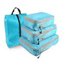Lade das Bild in den Galerie-Viewer, Travel Organizer Bag Compressible Packing Cubes Nylon Portable With Handbag Luggage Storage Foldable Waterproof with Shoes Bag
