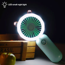 Lade das Bild in den Galerie-Viewer, USB Handheld Mini Fan USB Rechargeable Cooling Fans Cute Portable Night Light Summer Small Pocket Fa

