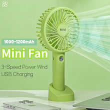 Load image into Gallery viewer, USB Mini Fan 1000/1200mAh Bracket Base 3 Speed Adjustment Small Desktop Air Cooler Portable Cooling
