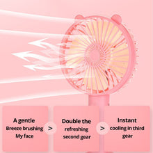 Lade das Bild in den Galerie-Viewer, USB Pink Mini Handheld Fan Outdoor Mini Creative Desktop Office Mute Charging Portable Handheld Fan
