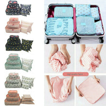 Lade das Bild in den Galerie-Viewer, Unisex 6pcs Print Travel Storage Bag Clothes Underwear Cosmetics Toiletries Packing Packing Cubes Space Saving Luggage Pouch
