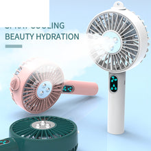 Load image into Gallery viewer, Portable Outdoor Travel Handheld Fan 2 in 1 Water Mist Fan USB Desktop Fan Portable Hydration Meter
