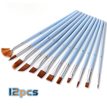 Lade das Bild in den Galerie-Viewer, 12 Multi-Shape  Nylon Wool Copper Tube P Set Gouache Brush Pen Light Blue Rod Brush
