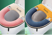 Load image into Gallery viewer, 3pcs Toilet Seat Cover Pads Cartoon Cute Four Seasons plus-Sized   Cushion Autumn and Winter Zipper
