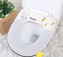 Load image into Gallery viewer, 3pcs Toilet Seat Cover Pads Embroidery Cartoon   Zipper   Winter Thicker
