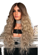 Load image into Gallery viewer, Women Wig Gradient Color Wave Long Curly Hair Rose Net Cover W256
