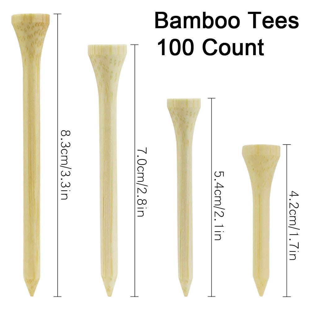 100Pcs/Package  Golf Tees Bamboo Tee Golf Balls Holder 4 Sizes Available
